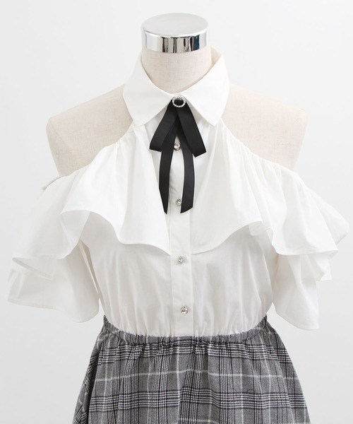 フリル袖フレアミニワンピース（シャツワンピース）｜Diable baiser（ディアブルベーゼ）