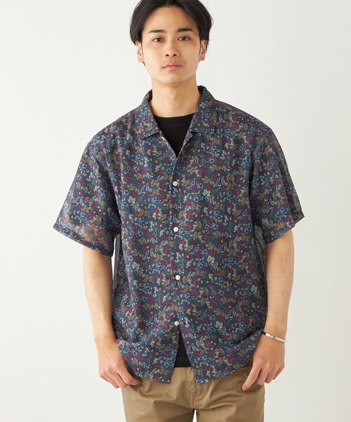 SHIPS Colors(シップス カラーズ)の「SHIPS Colors:〈洗濯機可能〉メッシュ 総柄プリント シアーシャツ◇(シャツ/ブラウス・メンズ・ナチュラル/グリーン/ネイビー/ベージュ・MEDIUM/LARGE/X-LARGE)」の4枚目の写真