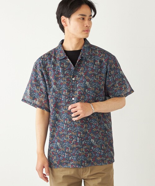 SHIPS Colors(シップス カラーズ)の「SHIPS Colors:〈洗濯機可能〉メッシュ 総柄プリント シアーシャツ◇(シャツ/ブラウス・メンズ・ナチュラル/グリーン/ネイビー/ベージュ・MEDIUM/LARGE/X-LARGE)」の6枚目の写真
