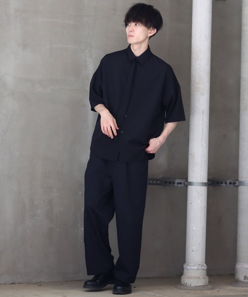 SITRY(シトリー)の「Wide Dress Shirt with Tie/ネクタイ付き ワイド 半袖 ドレスシャツ(シャツ/ブラウス・メンズ・チャコールグレー/ホワイト/ブラック・L/M/XL)」の17枚目の写真