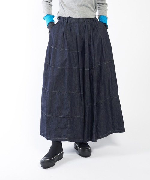 6ozデニム 切替フレアデニムパンツ（デニムパンツ）｜gomme（ゴム）の  