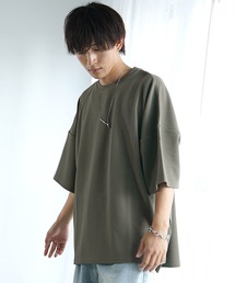 【MinoriTY】梨地ビッグドルマンスリットトレーナー Tシャツ 半袖カットソー メンズ 秋服 スウェット ビッグシルエット ルーズフィット オーバーサイズ 半袖Tシャツ プルオーバー 夏服