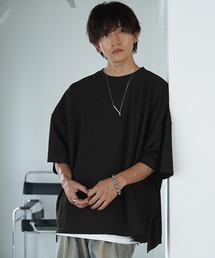 【MinoriTY】梨地ビッグドルマンスリットトレーナー Tシャツ 半袖カットソー メンズ 秋服 スウェット ビッグシルエット ルーズフィット オーバーサイズ 半袖Tシャツ プルオーバー 夏服
