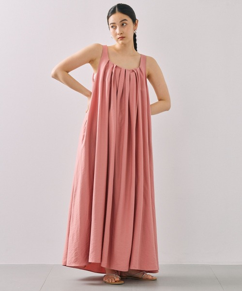 BABYLONE(バビロン)の「タックフレアドレス(ワンピース・レディース・ブラウン/ピンク・フリー)」の3枚目の写真