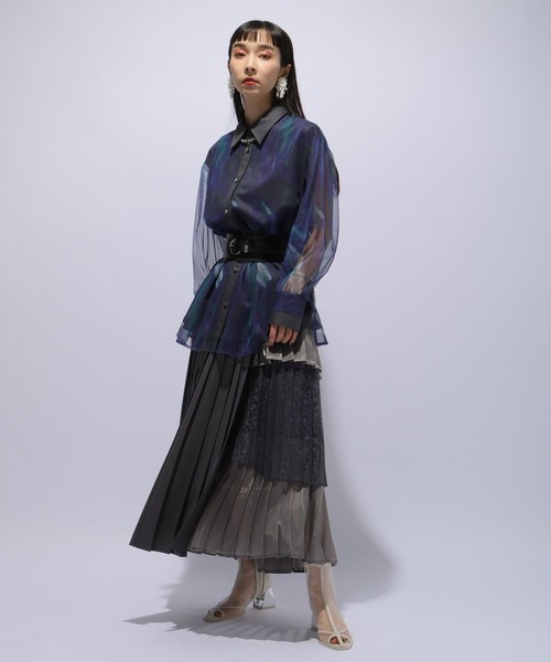 HARE（ハレ）の「チュールドッキングシャツ(HARE)（シャツ/ブラウス・レディース・ブラック/グレー/ホワイト/パープル・FREE）」の10枚目の写真