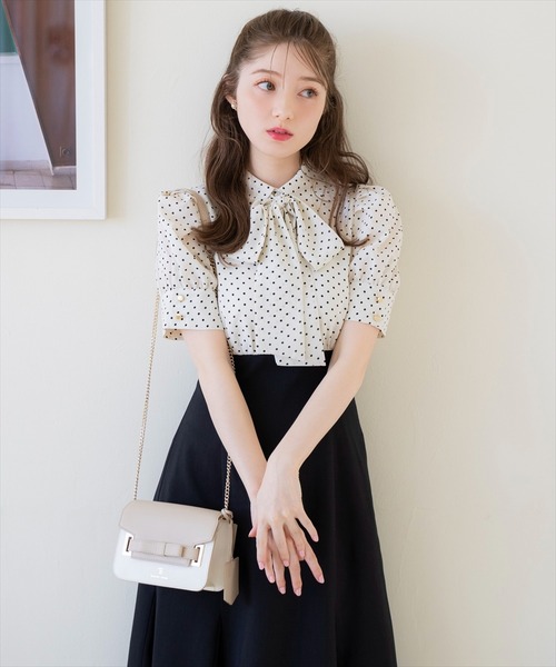 CHICWISH★シフォンストッキングラッフルワンピース☆ SWINGLE(スウィングル)の「ドットシフォンドッキング