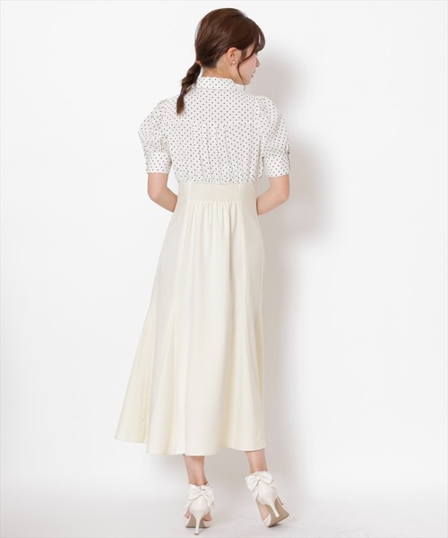 ☆新品☆ swingle☆ドットワンピース シャーリングゴムVネックドットワンピース(505436351) | SWINGLE