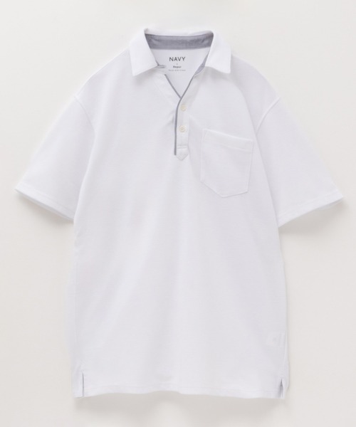 NAVY（ネイビー）の「リップルポロシャツ（ポロシャツ・メンズ・ホワイト/チャコールグレー/ブルーグリーン・S/M/L/XL/XXL）」の3枚目の写真