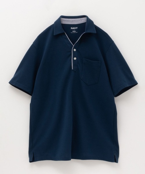 NAVY（ネイビー）の「リップルポロシャツ（ポロシャツ・メンズ・ホワイト/チャコールグレー/ブルーグリーン・S/M/L/XL/XXL）」の2枚目の写真