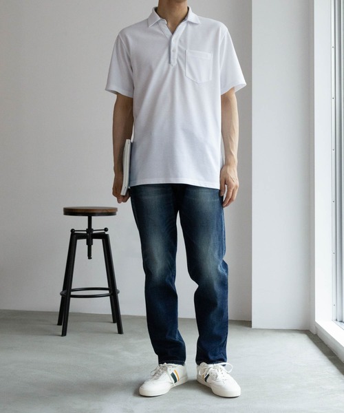 NAVY（ネイビー）の「リップルポロシャツ（ポロシャツ・メンズ・ホワイト/チャコールグレー/ブルーグリーン・S/M/L/XL/XXL）」の13枚目の写真