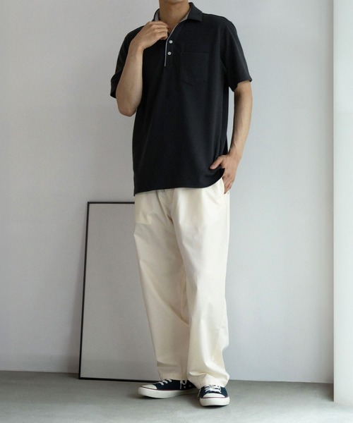 NAVY（ネイビー）の「リップルポロシャツ（ポロシャツ・メンズ・ホワイト/チャコールグレー/ブルーグリーン・S/M/L/XL/XXL）」の14枚目の写真