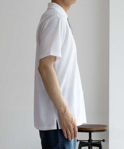 NAVY（ネイビー）の「リップルポロシャツ（ポロシャツ・メンズ・ホワイト/チャコールグレー/ブルーグリーン・S/M/L/XL/XXL）」の6枚目の写真