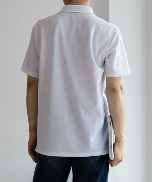 NAVY（ネイビー）の「リップルポロシャツ（ポロシャツ・メンズ・ホワイト/チャコールグレー/ブルーグリーン・S/M/L/XL/XXL）」の7枚目の写真