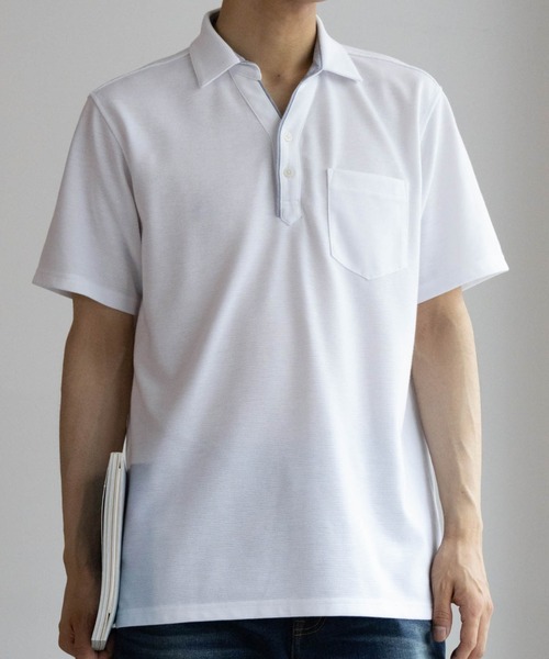 NAVY（ネイビー）の「リップルポロシャツ（ポロシャツ・メンズ・ホワイト/チャコールグレー/ブルーグリーン・S/M/L/XL/XXL）」の10枚目の写真