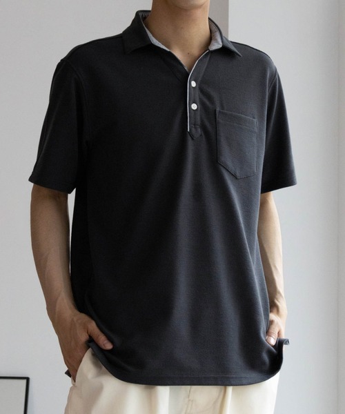 NAVY（ネイビー）の「リップルポロシャツ（ポロシャツ・メンズ・ホワイト/チャコールグレー/ブルーグリーン・S/M/L/XL/XXL）」の11枚目の写真
