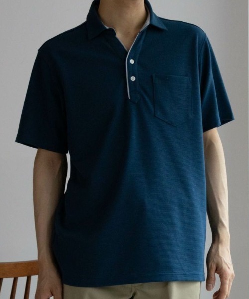 NAVY（ネイビー）の「リップルポロシャツ（ポロシャツ・メンズ・ホワイト/チャコールグレー/ブルーグリーン・S/M/L/XL/XXL）」の12枚目の写真