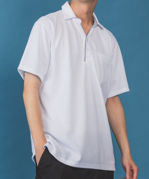 NAVY（ネイビー）の「リップルポロシャツ（ポロシャツ・メンズ・ホワイト/チャコールグレー/ブルーグリーン・S/M/L/XL/XXL）」の17枚目の写真