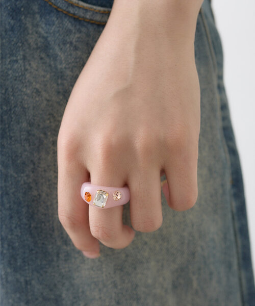 mystic（ミスティック）の「ビジューリング（リング・レディース・ピンク/グリーン・ONE SIZE）」の4枚目の写真