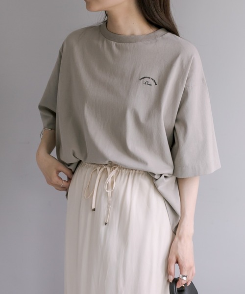 PUAL CE CIN(ピュアルセシン)の「汗に負けない!ハーフスリーブTシャツ(Tシャツ/カットソー・レディース・ベージュ/サックスブルー/イエロー/オフホワイト・FREE)」の1枚目の写真