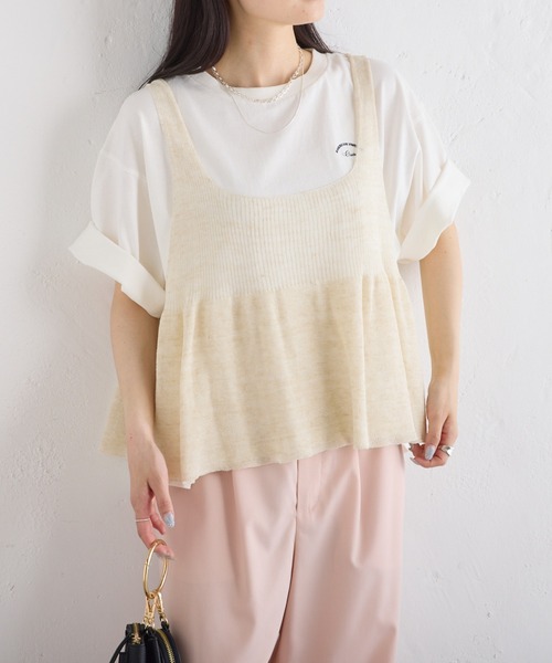 PUAL CE CIN(ピュアルセシン)の「汗に負けない!ハーフスリーブTシャツ(Tシャツ/カットソー・レディース・ベージュ/サックスブルー/イエロー/オフホワイト・FREE)」の6枚目の写真