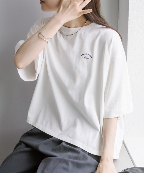 PUAL CE CIN(ピュアルセシン)の「汗に負けない!ハーフスリーブTシャツ(Tシャツ/カットソー・レディース・ベージュ/サックスブルー/イエロー/オフホワイト・FREE)」の5枚目の写真