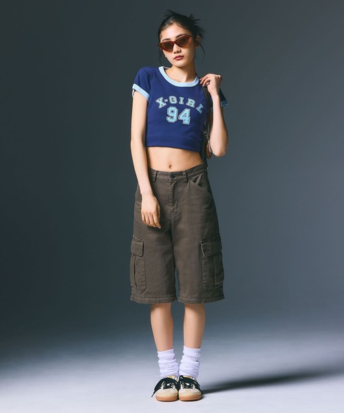 X-girl（エックスガール）の「NUMBERING S/S BABY TEE（Tシャツ/カットソー・レディース・ブラック/ホワイト/ネイビー・S/M）」の4枚目の写真