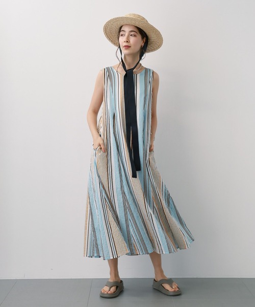 saloon（サルーン）の「SALOON(サルーン)/コットンボイル2WAYワンピース【手洗い可】（ワンピース・レディース・ブラック/オレンジ/マルチ・FREE）」の4枚目の写真