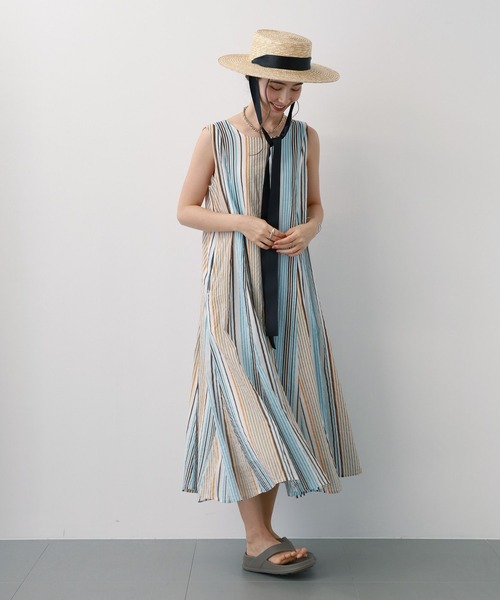 saloon（サルーン）の「SALOON(サルーン)/コットンボイル2WAYワンピース【手洗い可】（ワンピース・レディース・ブラック/オレンジ/マルチ・FREE）」の8枚目の写真