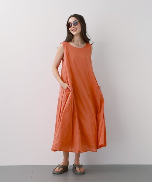 saloon（サルーン）の「SALOON(サルーン)/コットンボイル2WAYワンピース【手洗い可】（ワンピース・レディース・ブラック/オレンジ/マルチ・FREE）」の18枚目の写真