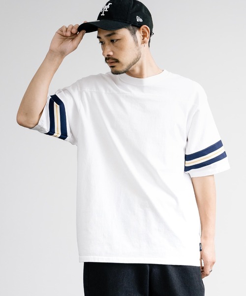 KRIFF MAYER(クリフメイヤー)の「KRIFF MAYER クリフメイヤー リブラインフットボール半袖Tシャツ 2355803(Tシャツ/カットソー・メンズ・ブラック/ネイビー/オフホワイト・XL/L/M)」の2枚目の写真