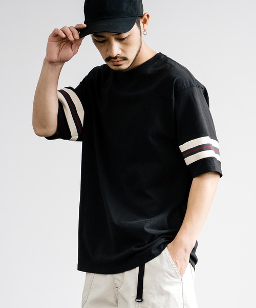 KRIFF MAYER(クリフメイヤー)の「KRIFF MAYER クリフメイヤー リブラインフットボール半袖Tシャツ 2355803(Tシャツ/カットソー・メンズ・ブラック/ネイビー/オフホワイト・XL/L/M)」の1枚目の写真