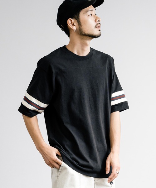 KRIFF MAYER(クリフメイヤー)の「KRIFF MAYER クリフメイヤー リブラインフットボール半袖Tシャツ 2355803(Tシャツ/カットソー・メンズ・ブラック/ネイビー/オフホワイト・XL/L/M)」の8枚目の写真