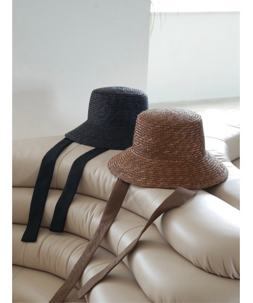 TRUNC（トランクエイティーエイト）の「Ribbon Straw Hat（ハット・レディース・ブラック/ブラウン・FREE）」の2枚目の写真