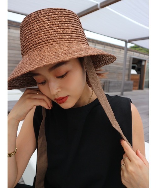 TRUNC（トランクエイティーエイト）の「Ribbon Straw Hat（ハット・レディース・ブラック/ブラウン・FREE）」の7枚目の写真
