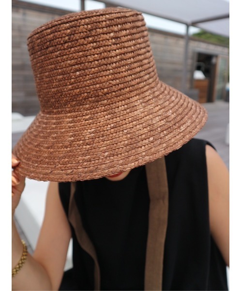 TRUNC（トランクエイティーエイト）の「Ribbon Straw Hat（ハット・レディース・ブラック/ブラウン・FREE）」の6枚目の写真