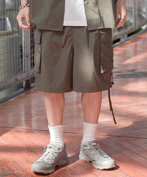 INTERPLAY（インタープレイ）の「【INTERPLAY x たいが】カーゴ ドローストリングス ショートパンツ（カーゴパンツ・メンズ・ブラック/カーキ/ベージュ・FREE）」の20枚目の写真