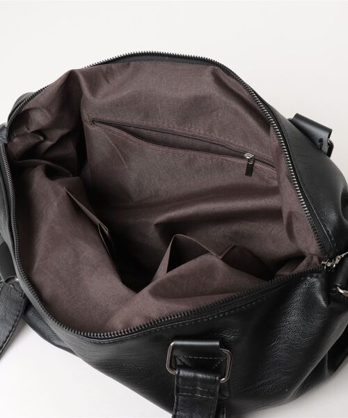 florist（フローリスト）の「【2WAY・大容量】ヴィーガンレザーシンプルボストンバッグ/トラベルバッグ（ボストンバッグ・レディース・オフホワイト/ブラック/キャメル・FREE）」の8枚目の写真