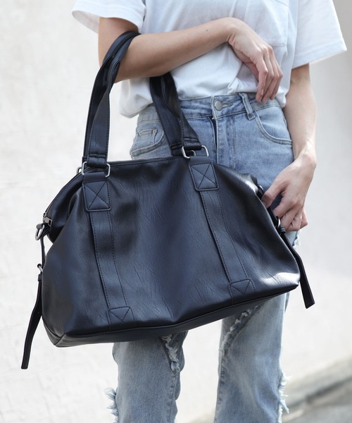 florist（フローリスト）の「【2WAY・大容量】ヴィーガンレザーシンプルボストンバッグ/トラベルバッグ（ボストンバッグ・レディース・オフホワイト/ブラック/キャメル・FREE）」の15枚目の写真