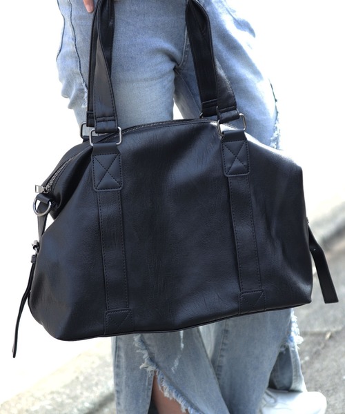 florist（フローリスト）の「【2WAY・大容量】ヴィーガンレザーシンプルボストンバッグ/トラベルバッグ（ボストンバッグ・レディース・オフホワイト/ブラック/キャメル・FREE）」の16枚目の写真