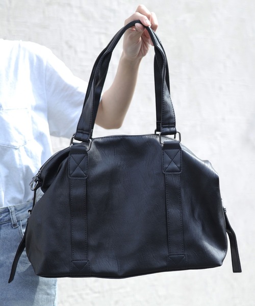 florist（フローリスト）の「【2WAY・大容量】ヴィーガンレザーシンプルボストンバッグ/トラベルバッグ（ボストンバッグ・レディース・オフホワイト/ブラック/キャメル・FREE）」の18枚目の写真