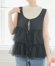 Newlyme（ニューリーミー）の「フロントリボンチュールベスト（ダウンジャケット/コート）」