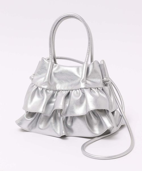 mysty woman(ミスティウーマン)の「レザーフリルバッグ 142298(ショルダーバッグ・レディース・シルバー/ブラック・FREE)」の10枚目の写真