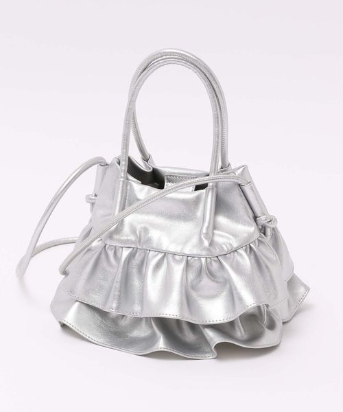 mysty woman(ミスティウーマン)の「レザーフリルバッグ 142298(ショルダーバッグ・レディース・シルバー/ブラック・FREE)」の9枚目の写真