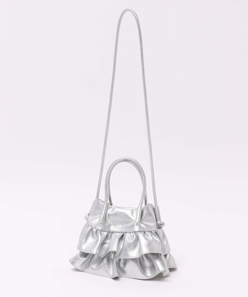 mysty woman(ミスティウーマン)の「レザーフリルバッグ 142298(ショルダーバッグ・レディース・シルバー/ブラック・FREE)」の6枚目の写真