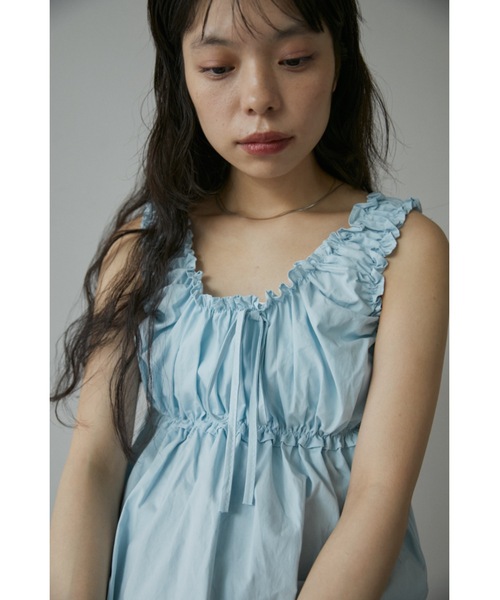 DRWCYS（ドロシーズ）の「ギャザーリボントップス（キャミソール・レディース・ブルー/ホワイト・FREE）」の3枚目の写真