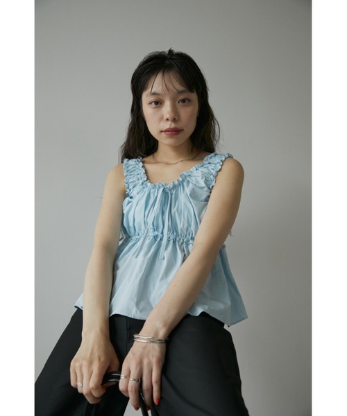 DRWCYS（ドロシーズ）の「ギャザーリボントップス（キャミソール・レディース・ブルー/ホワイト・FREE）」の4枚目の写真