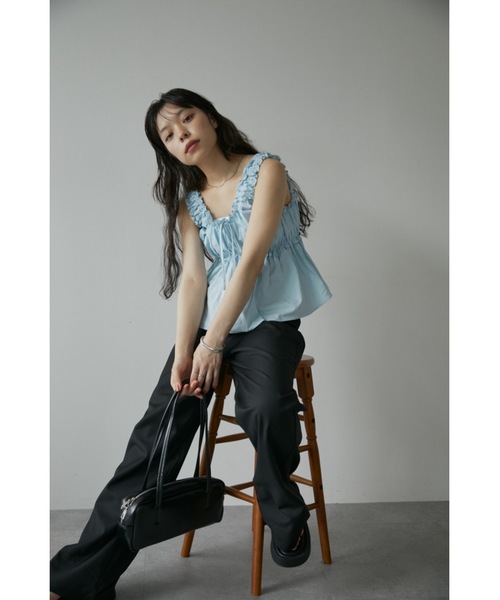 DRWCYS（ドロシーズ）の「ギャザーリボントップス（キャミソール・レディース・ブルー/ホワイト・FREE）」の5枚目の写真