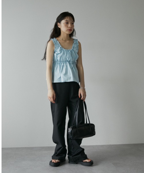 DRWCYS（ドロシーズ）の「ギャザーリボントップス（キャミソール・レディース・ブルー/ホワイト・FREE）」の6枚目の写真