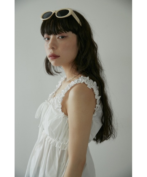 DRWCYS（ドロシーズ）の「ギャザーリボントップス（キャミソール・レディース・ブルー/ホワイト・FREE）」の10枚目の写真