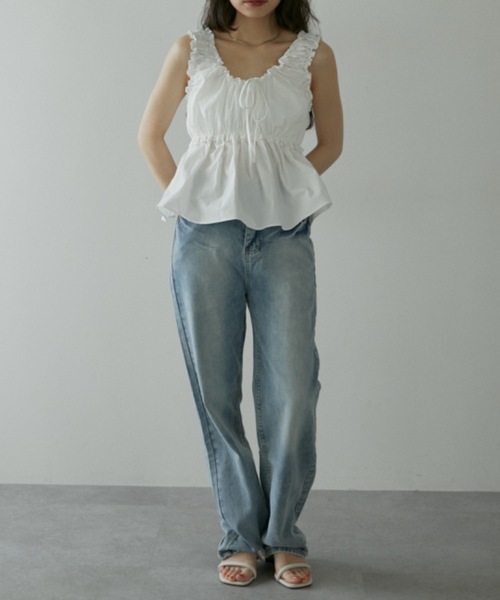 DRWCYS（ドロシーズ）の「ギャザーリボントップス（キャミソール・レディース・ブルー/ホワイト・FREE）」の13枚目の写真